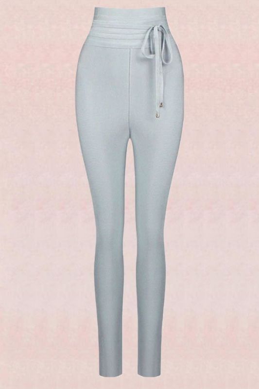 High Waist Bandage Jumpsuit Pant in Silver for a Shiny and Reflective Style