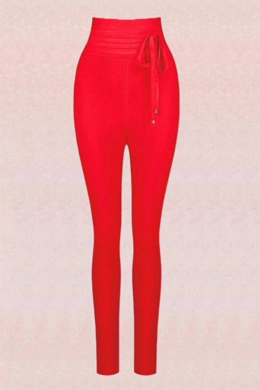 High Waist Bandage Jumpsuit Pant in Lipstick Red for a Bold and Confident Statement