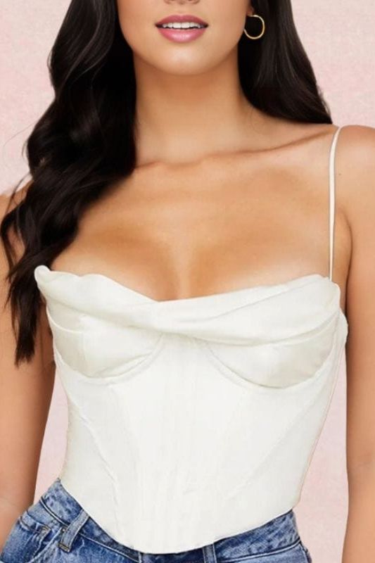 Indi Corset Crop Top in Pearl White for a Clean and Radiant Appearance