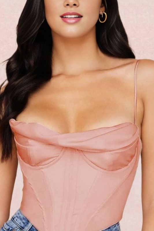 Indi Corset Crop Top in Dusty Pink for a Soft and Feminine Touch