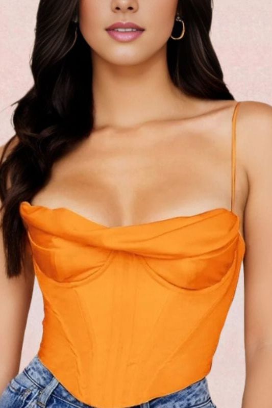 Indi Corset Crop Top in Apricot Orange for a Warm and Inviting Hue