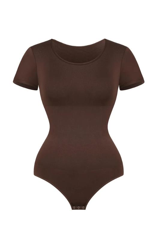 Short Sleeve One Piece Bodysuit Shapewear with Thong for a Streamlined and Contoured Shape